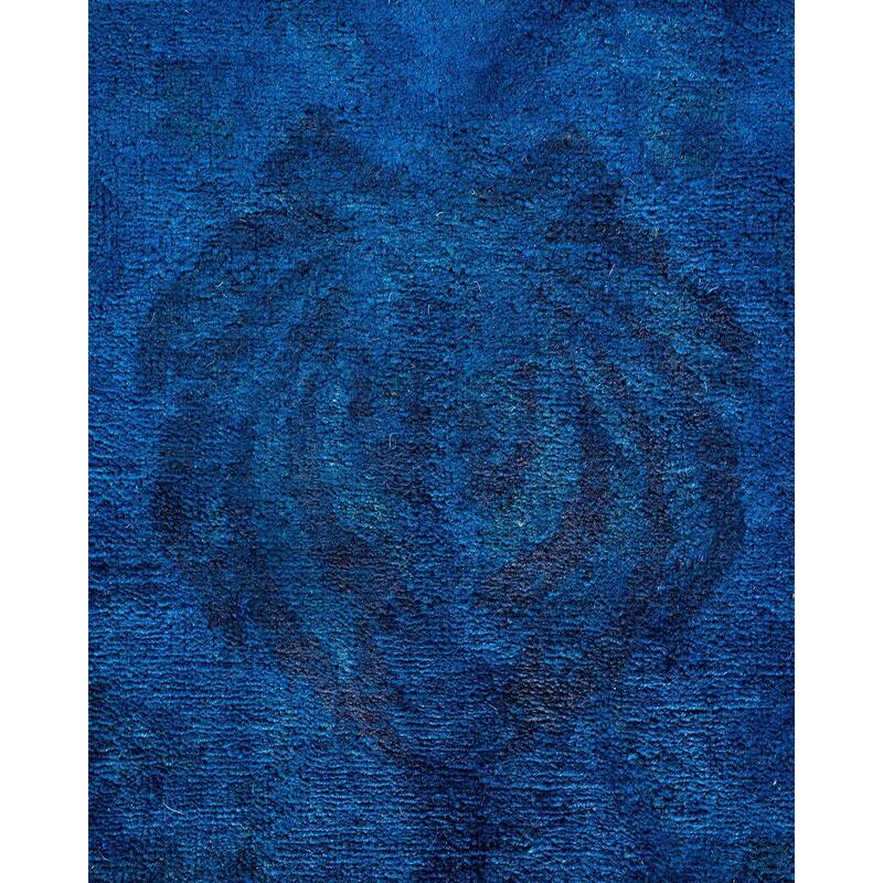 Overton Handknotted Wool Vintage Inspired Contemporary Overdyed Blue Area Rug - 18' 3" x 9' 1"