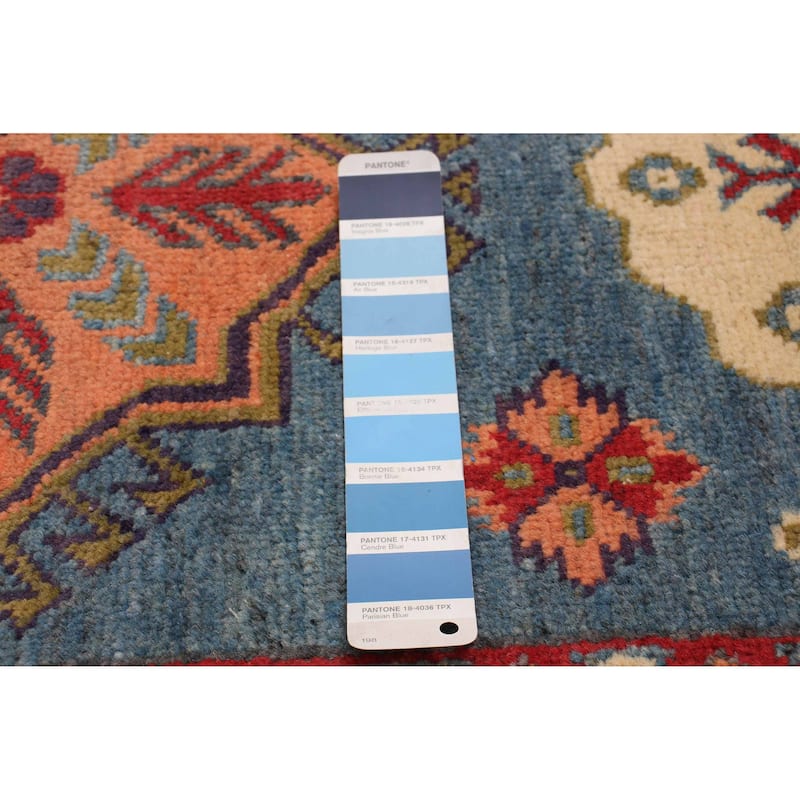 ECARPETGALLERY Hand-knotted Uzbek Ghazni Blue Wool Rug - 2'8 x 9'9