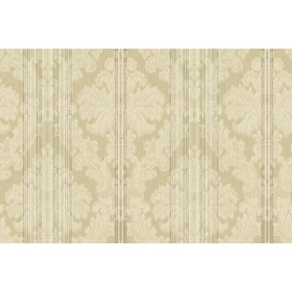 slide 2 of 8, Seabrook Designs Nadia Striped Damask Unpasted Wallpaper 27 in. W x 27 ft. L - Metallic Tan & Cafe