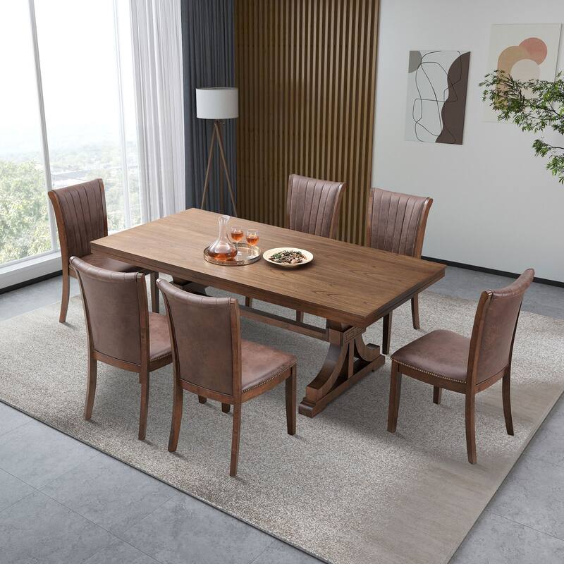 Wooden Dining Chair Set of 2, Fabric Upholstered Kitchen Side Chairs, Dining Chair with Open Back & Rubber Wood Frame