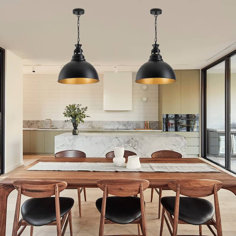 1-Light Industrial Pendant Light for Bedroom Dining Room Kitchen Island