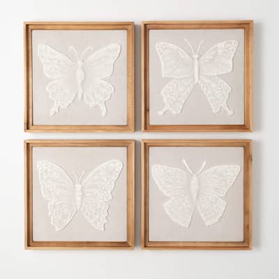 Sullivans 16" Butterfly Wall Decor Set of 4, Multicolor
