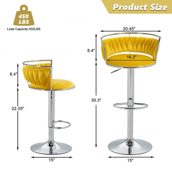 Set of 4 Bar Stools Adjustable Swivel with Gold Frame - On Sale - Bed ...