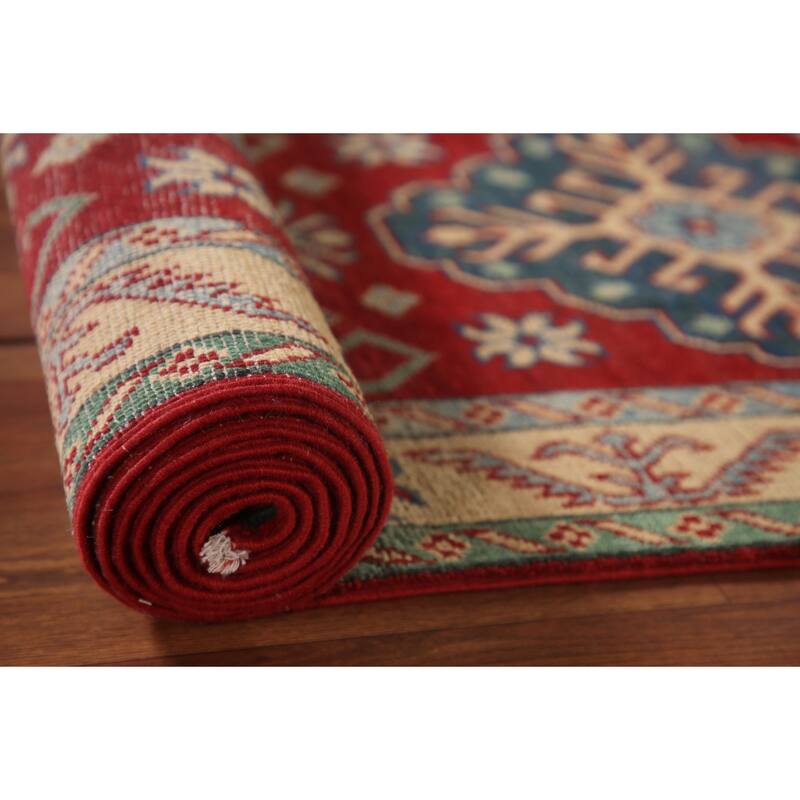 Kazak Runner Rug Hand-Knotted Traditional Red Wool Carpet - 2'5" x 15'11"