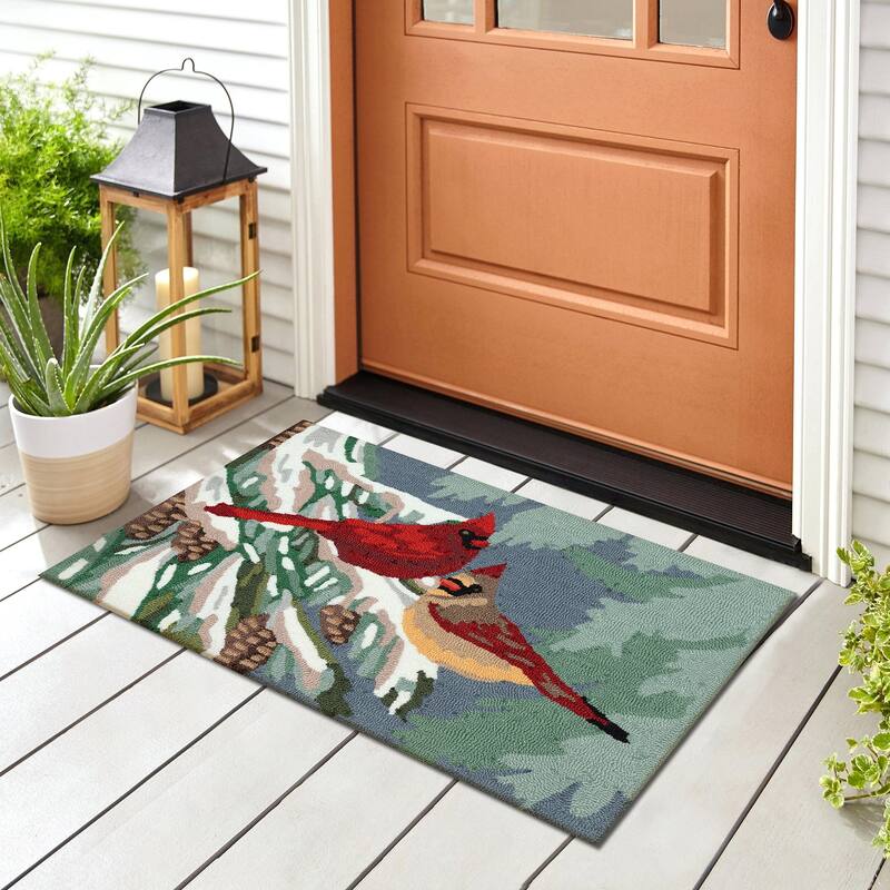 Liora Manne Frontporch Cardinal Christmas Day Indoor/Outdoor Rug