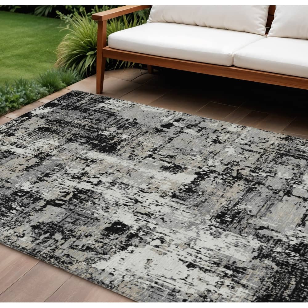 HomeRoots Abstract Transitional Rectangle Outdoor Rug