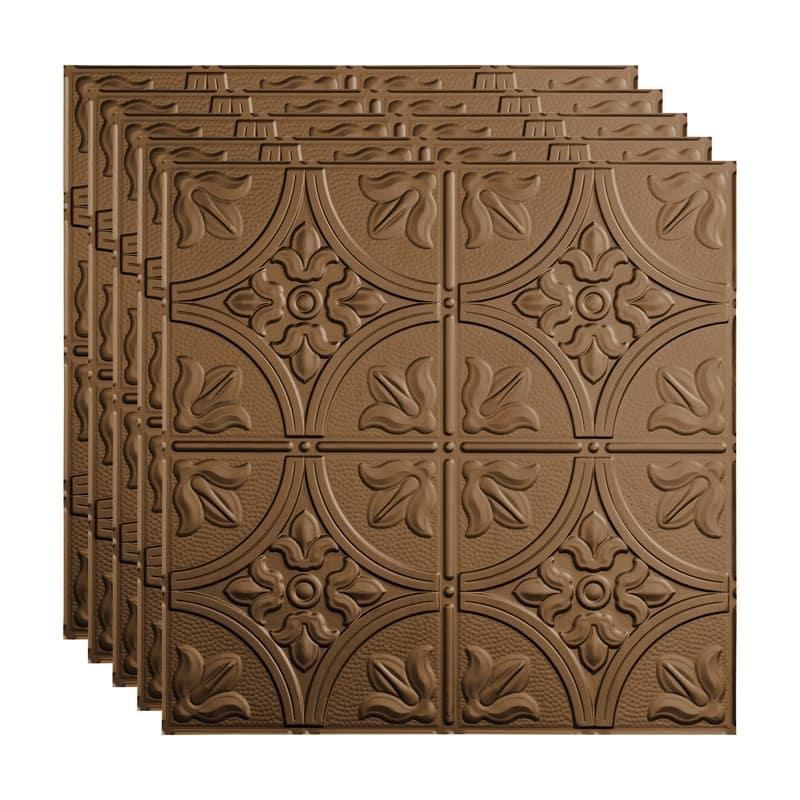 FASÄDE Traditional Style 2 Decorative Vinyl 2ft x 2ft Lay in Ceiling Panel in Argent Bronze (5 Pack) - 5 Pack - Argent Bronze