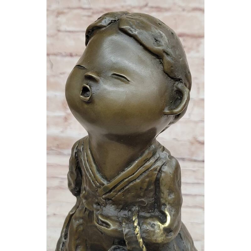 Signed Original Artwork By Milo Chinese Girl Holding Basket Bronze Sculpture