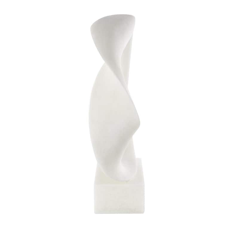 Polystone Abstract Textured Open Wave Decorative Sculpture with Elevated Base - White - Roche River Decor