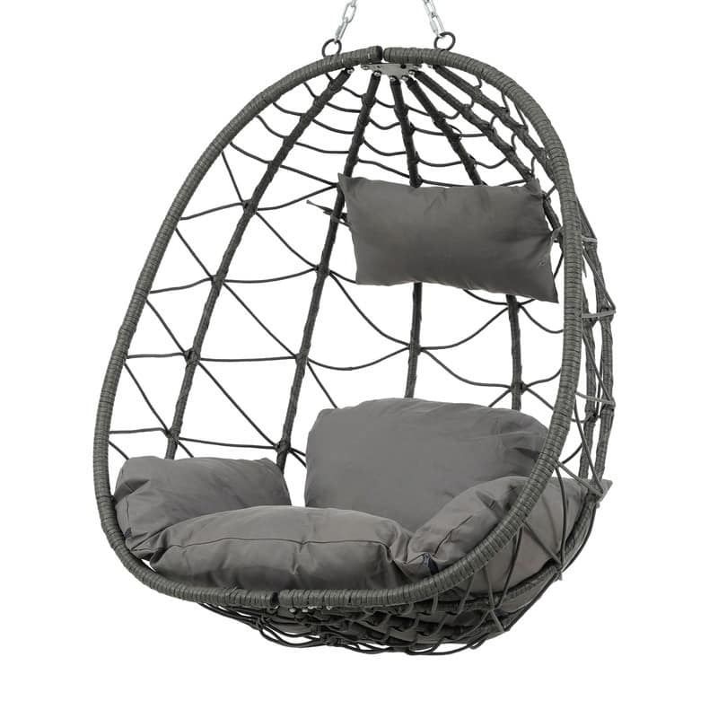 Hanging Egg Chair with Stand - Rattan Swing for Patio & Home