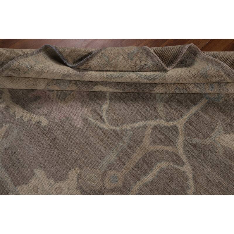 Vegetable Dye Oushak Turkish Floral Area Rug Handmade Wool Carpet - 9'6"x 11'8"