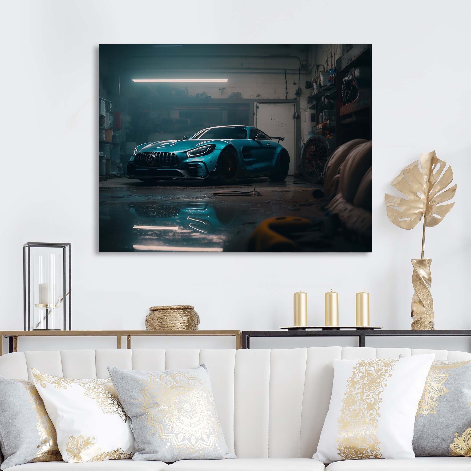 Designart 'Gt In Underground Garage ' Exotic Car Metal Wall Art Designart 'Gt In Underground Garage ' Exotic Car Metal Wall Art