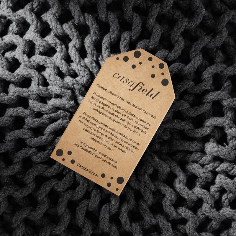 Cotton Pouf Ottomans Knit Foot Stool Pouffes for Living Room