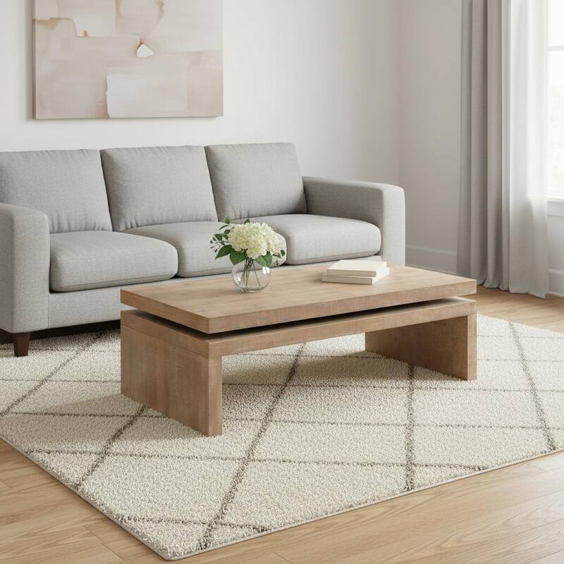 HomeRoots 48" Natural Wood Distressed Floating Frame Coffee Table - 47.64 in. x 16.30 in. x 23.62 in. - Natural