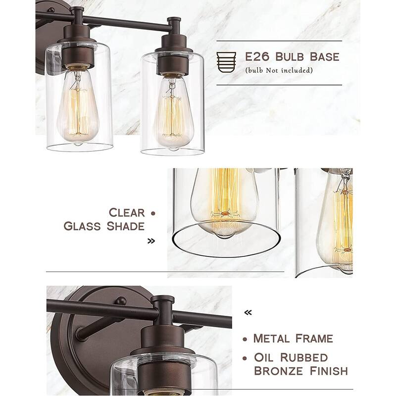 2/3/4/5-Light Bathroom Vanity Light with Clear Glass Shade