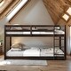 preview thumbnail 2 of 16, Espresso Solid Rubber Wooden Twin over Twin Loft Bed with Ladder for Home