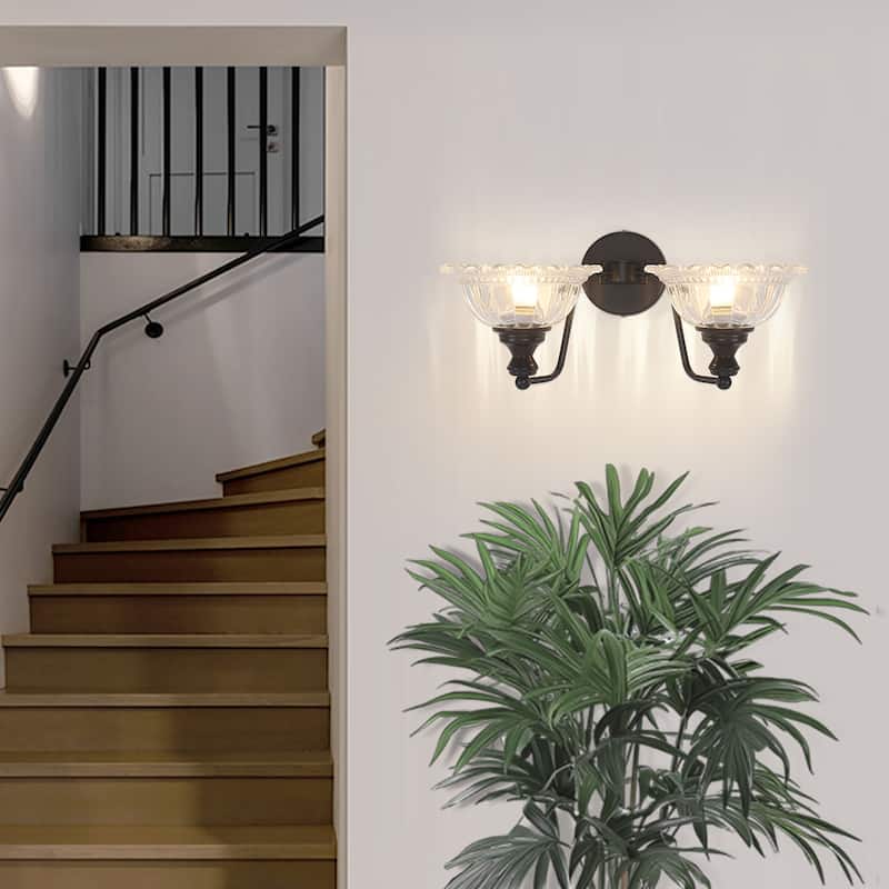 Modern Vanity Light with Crystal Glass Shade
