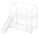 preview thumbnail 13 of 14, White Twin over Twin Metal Bunk Bed with Slide, Roof, and Ladder