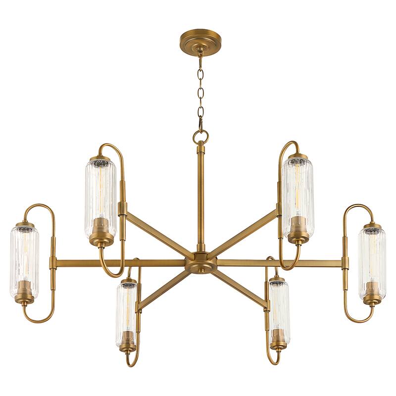 Quorum International 6015-6 Whitmire 6 Light 40" Wide Chandelier with - Brushed Brass