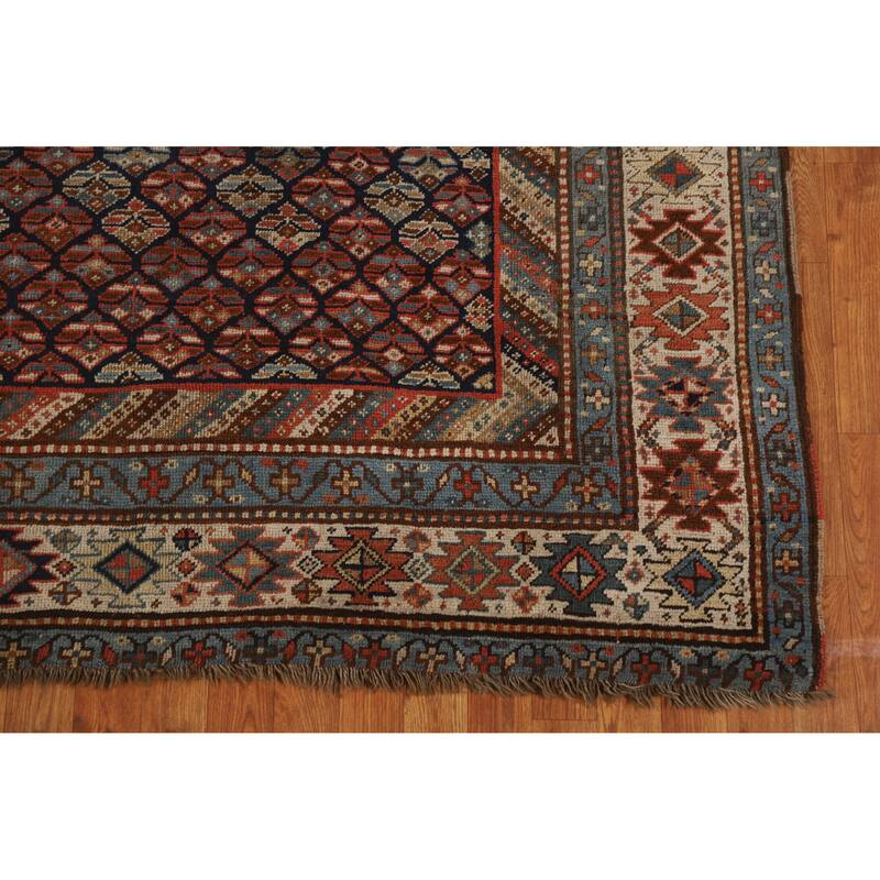 Pre-1900 Antique Vegetable Dye Kazak Area Rug Handmade Wool Carpet - 5'5" x 13'4"