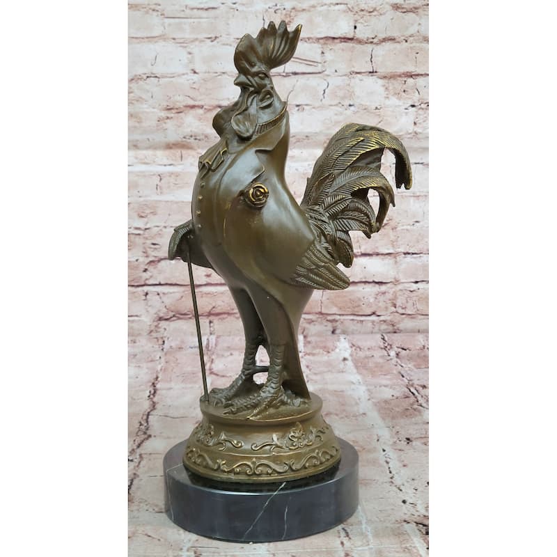 Dapper Rooster Gentleman Bronze Statue – Victorian Style