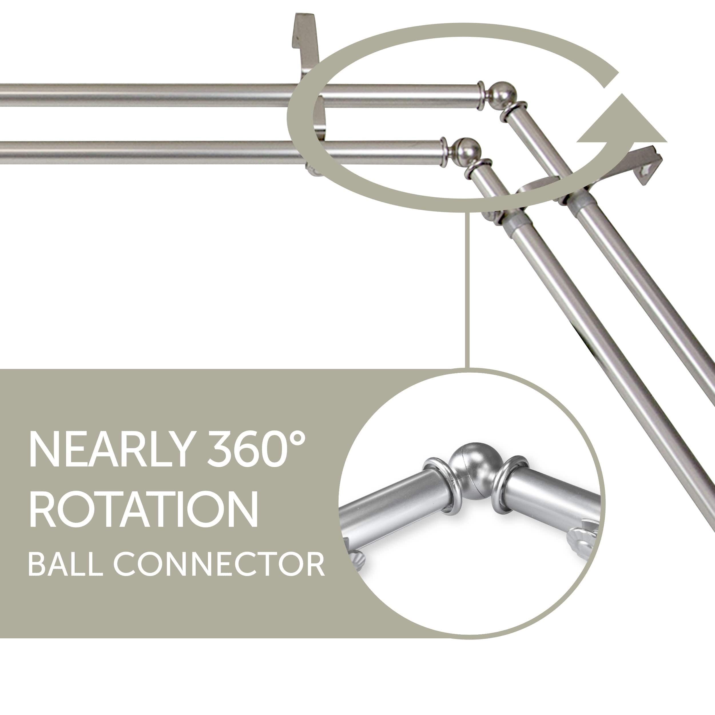 InStyleDesign Norty Corner Window Double Curtain Rod 13/16 inch dia