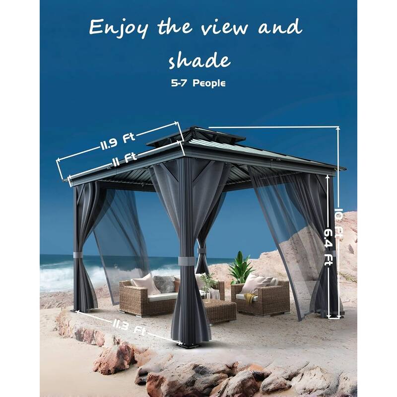 12'x12' Hardtop Gazebo for Patio, Deck, Backyard, Lawn, and Garden - 12X12 Ft