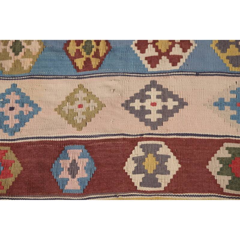 Vegetable Dye Tribal Kilim Qashqai Persian Rug Antique Wool Carpet - 5'1"x 9'7"