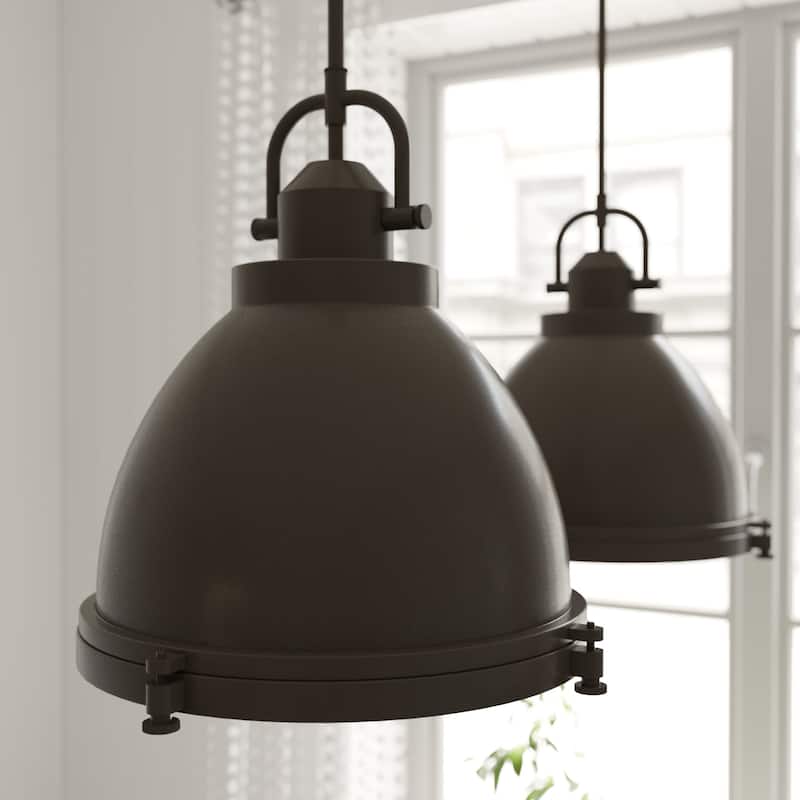 Hunter Bridgemoor 14" 2-Light Pendant - Kitchen Island, Dining Room - Modern Industrial, Farmhouse - Noble Bronze