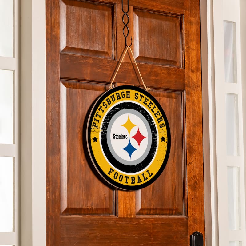 Pittsburgh Steelers Wooden Door Decor Wall Sign - Multi-Color
