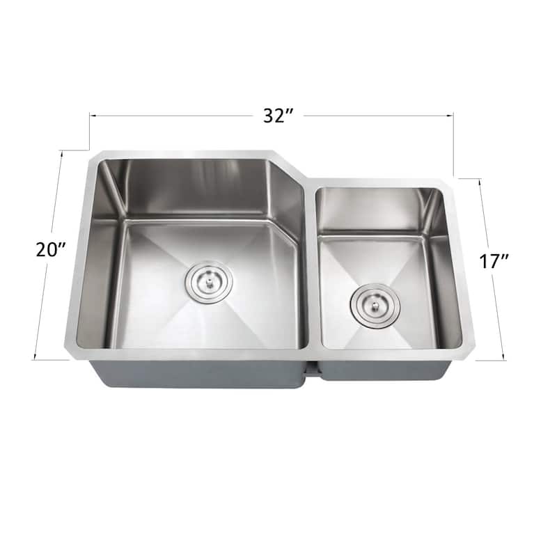 Dowell Undermount Double Bowl Stainless Steel Kitchen Sink - Small Radius Corners