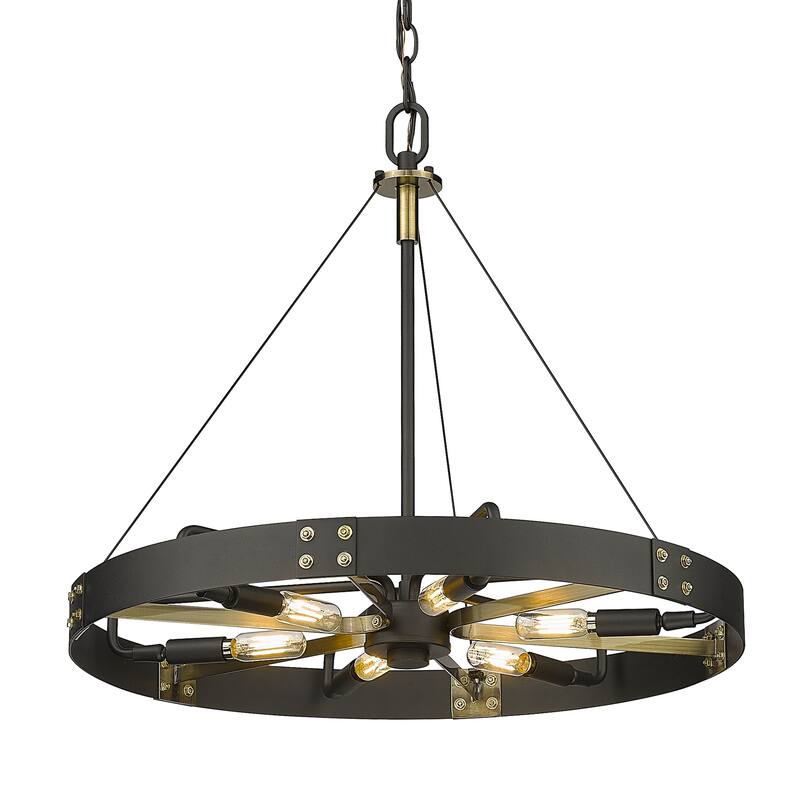 Vaughn Medium Pendant - Natural Black with Aged Brass Accents