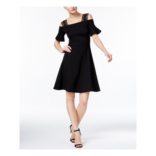 black fit and flare dress knee length