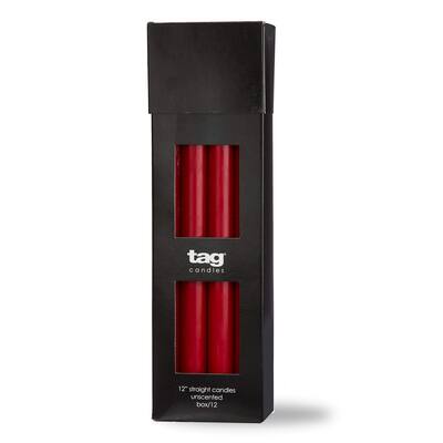 Color Studio 12" Straight Taper Unscented Smokeless Paraffin Wax Candle Cranberry Burn Time 12 hrs. Sold In Units of 1