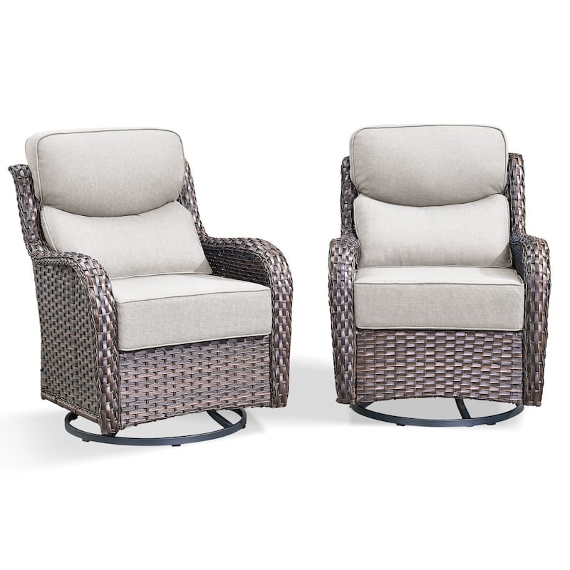 Arcadia Wicker Patio Swivel Glider Chairs with 6-Inch Cushions (2-Pack)