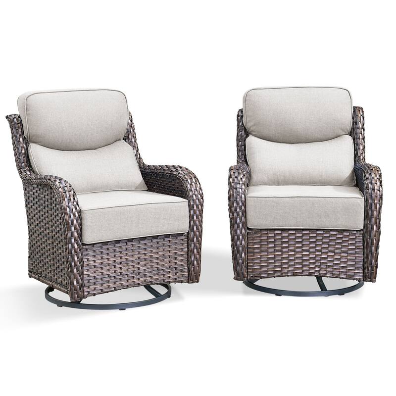Arcadia Wicker Patio Swivel Glider Chairs with 6-Inch Cushions (4-Pack)