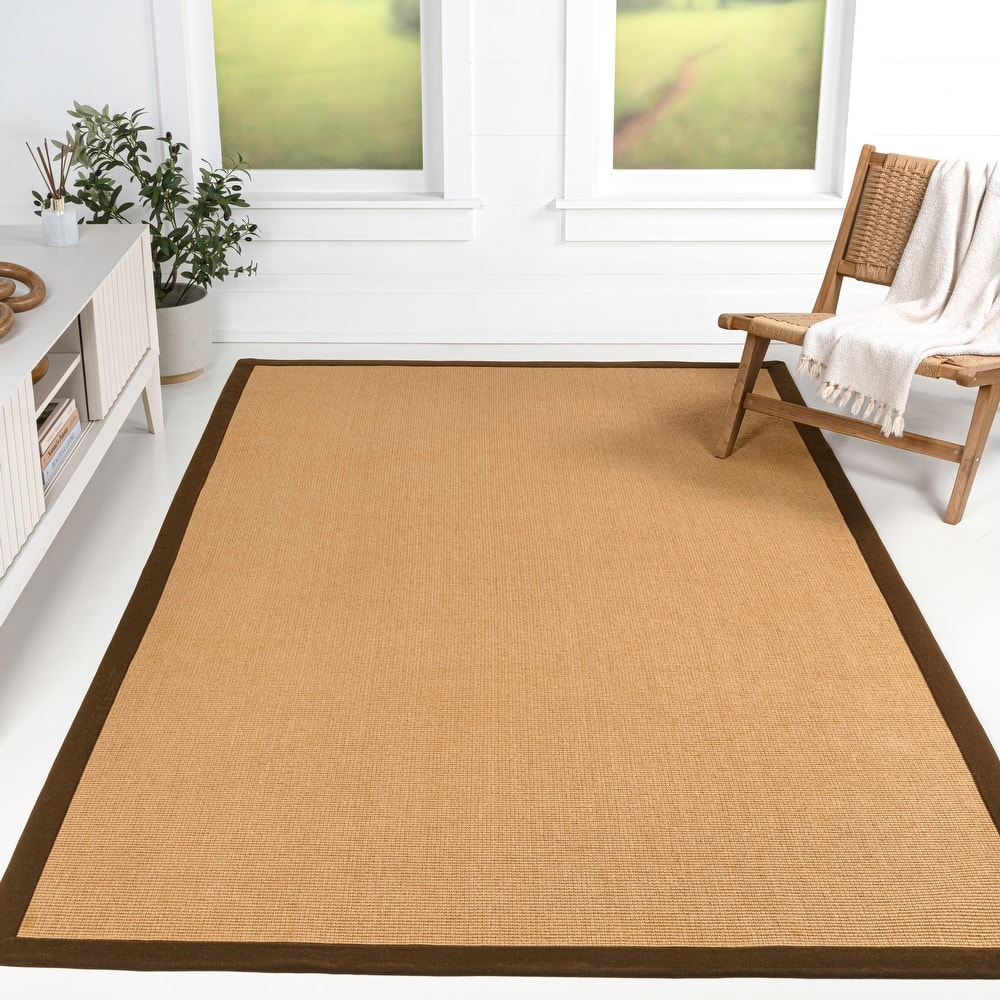 Camden Farmhouse Cottage Border Jute Area Rug