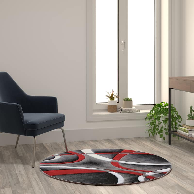 Modern Ribboned Design High-Low Pile Abstract Area Rug