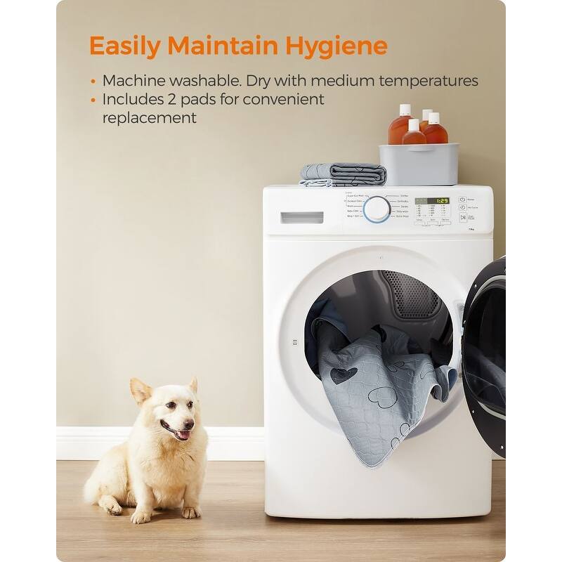 Gray Polyester Washable 2-Pack Dog Pee Pads with Waterproof Backing
