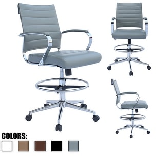 Retired Drafting Chair With Arms Stools For Counter Height Bar Office Wheels Pu Leather Rest Tilt Swivel For Work Office Desk Overstock 25860975