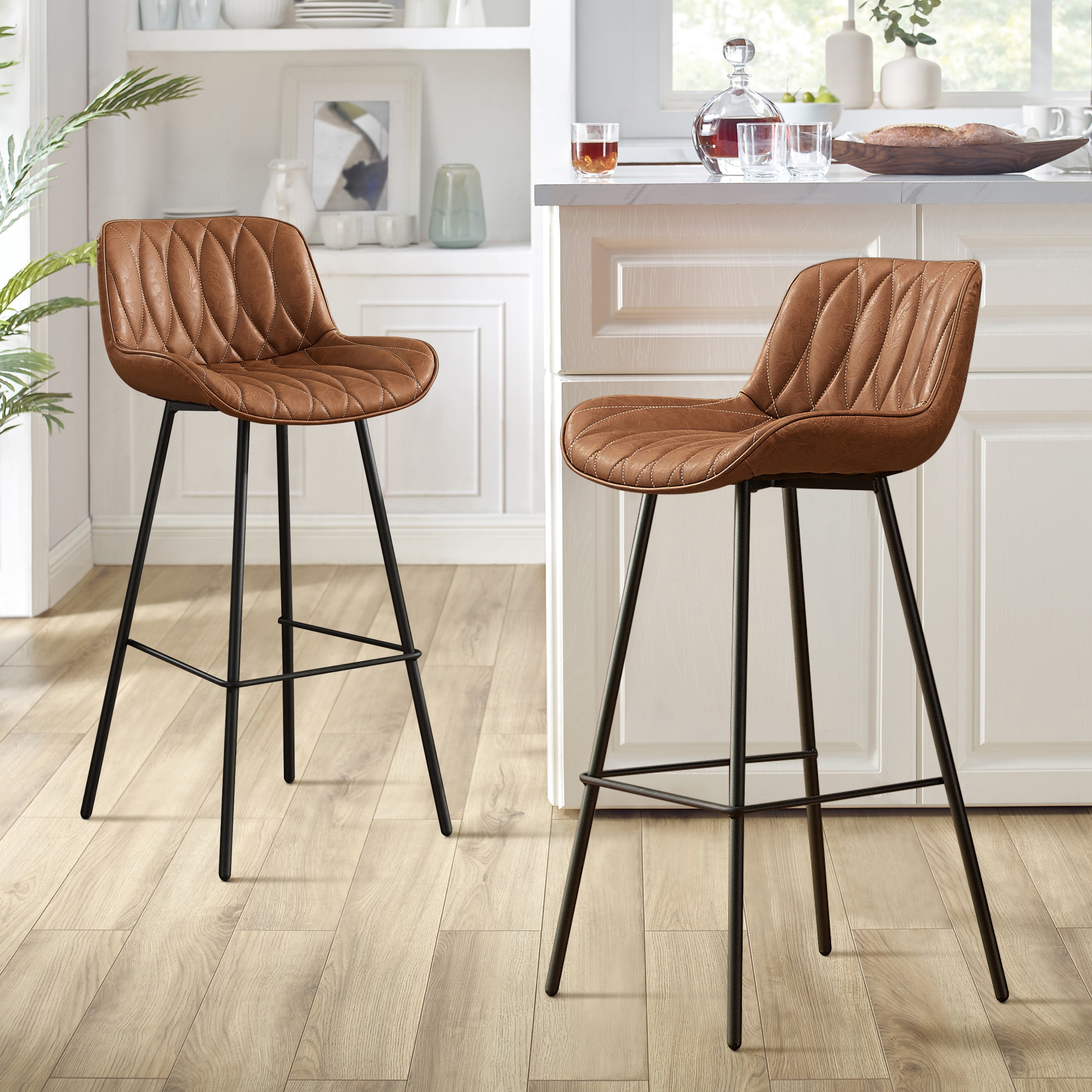 Leather padded best sale bar stools