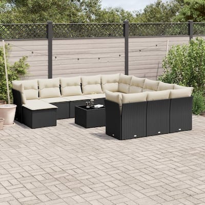vidaXL Garden Sofa Set Black PE Rattan Large Modular Garden Sofa Set - 21.7 x 21.7 x 14.6