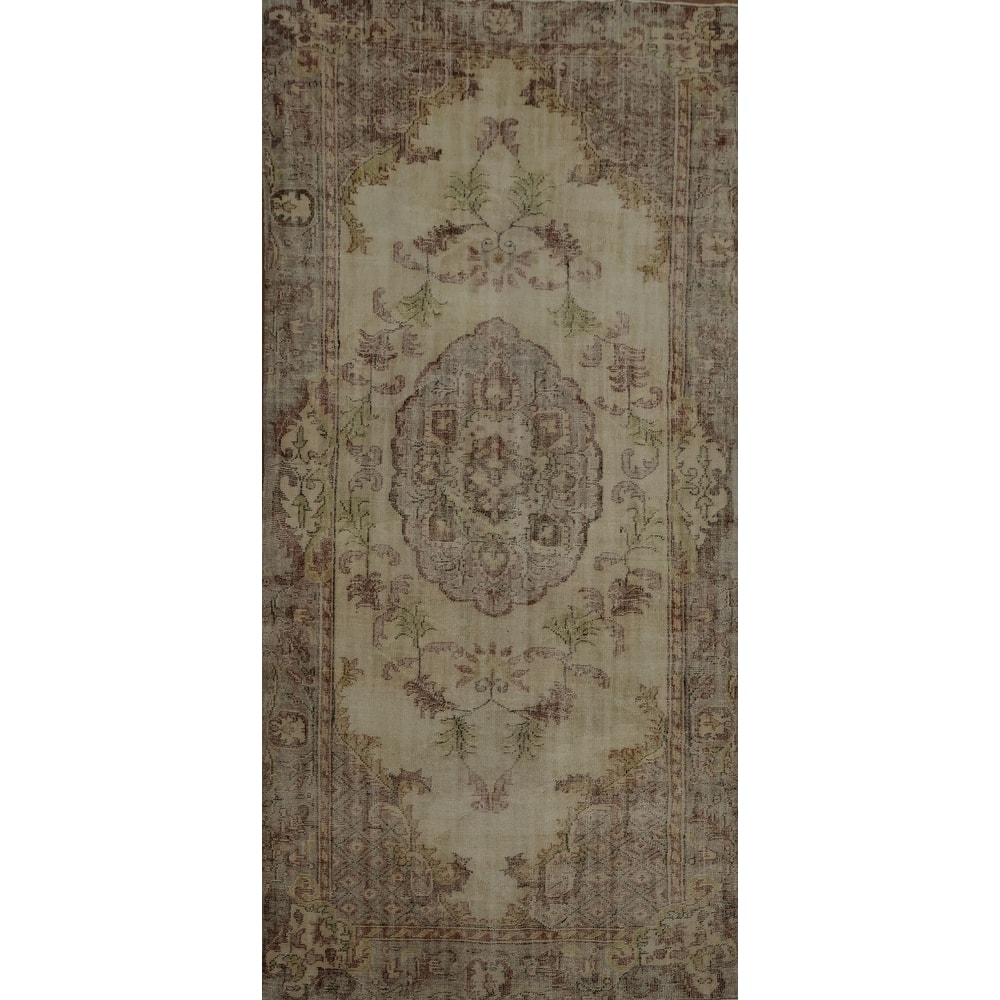 Hand Knotted Oriental 100% Wool Carpet Transitional Floral Beige & Ivories Anatolian Area Rug - 9' 9'' X 5' 6''