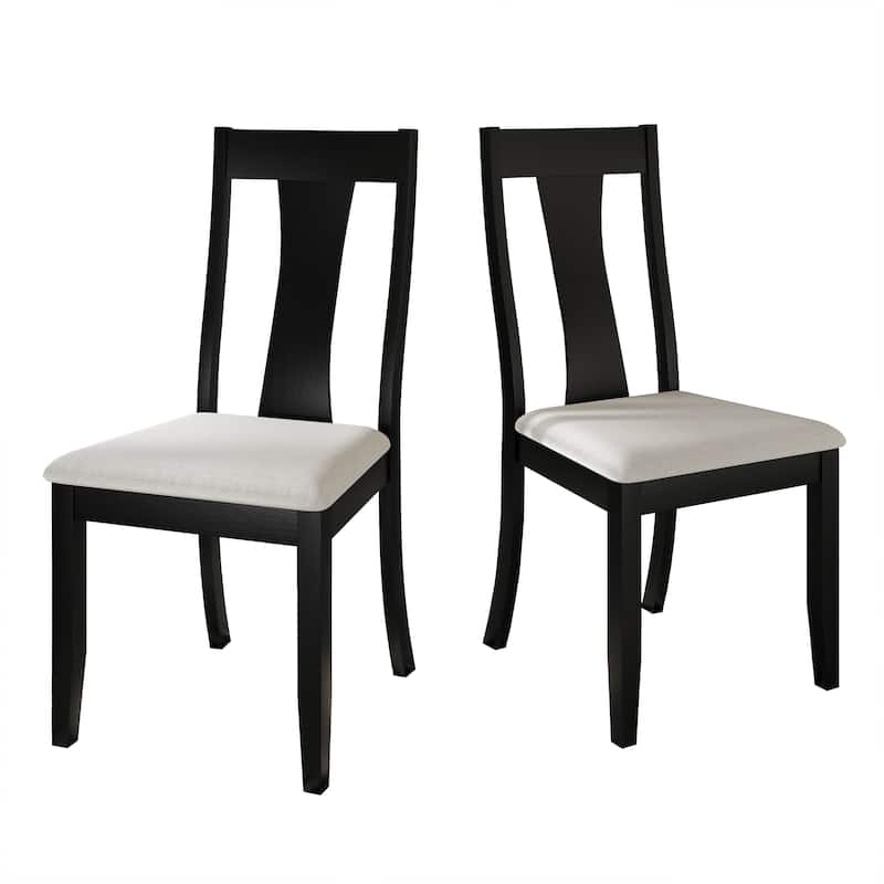 CraftPorch Vintage Style Wooden Dining Chairs (Set of 2) - N/A - Black