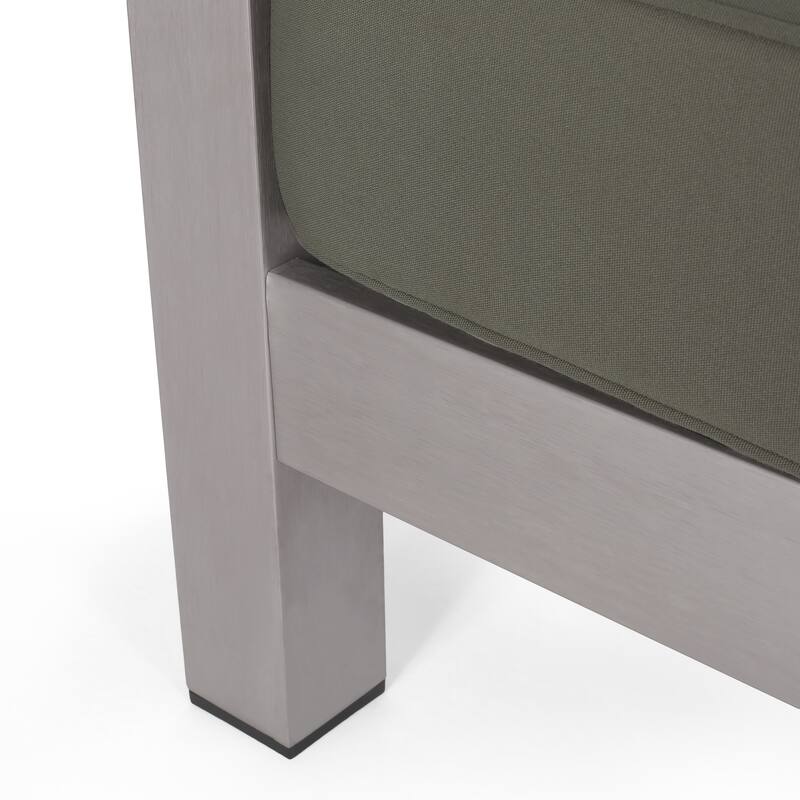 Aviara Outdoor 4-Seater Aluminum Chat Set with Tempered Glass-Topped Coffee Table by Christopher Knight Home