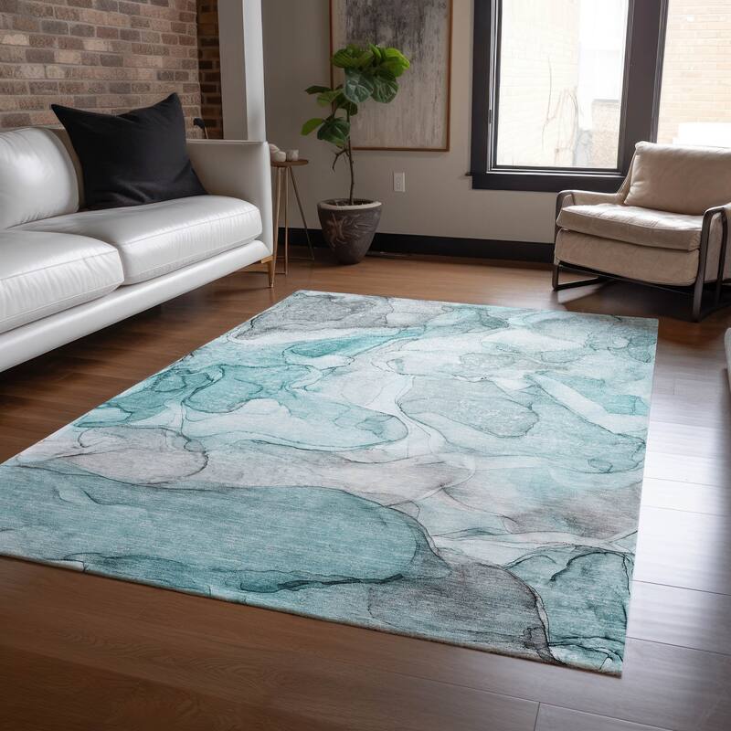Lalu Artistic Abstract Weather Resistant Versatile Elegance Outdoor Rug