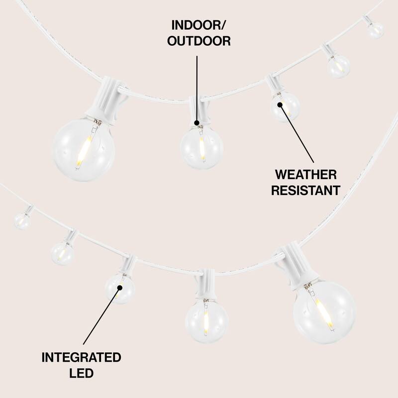 JONATHAN Y 25 ft G40 Globe String Lights - 25 Bulbs, Indoor/Outdoor - 25-Light