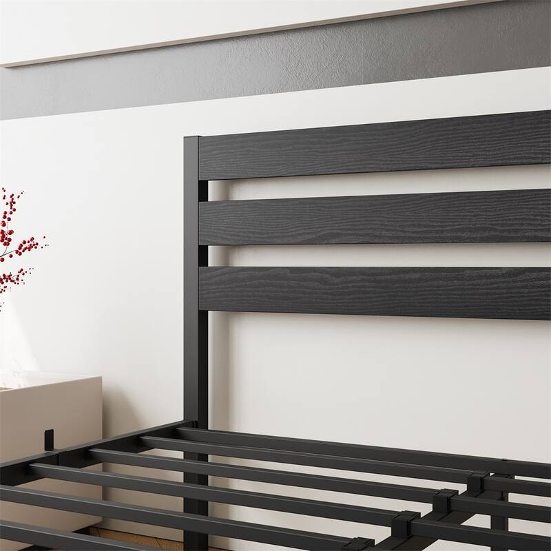 Queen Size Platform Bed Frame with Wooden Headboard,Under Bed Storage
