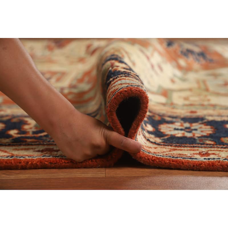 Hand Knotted Oriental 100% Wool Carpet Traditional Medallion Oranges & Rust Heriz (serapi) Area Rug - 11' 10'' X 9' 2''