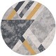 preview thumbnail 13 of 13, SAFAVIEH Odyssey Xaviera Mid-Century Modern Rug 6'7" Round - Grey/Gold Black - Round